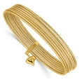 thumbnail image 1 of Real 14kt Yellow Gold With Dangle Heart Oversized Slip-on Set of 7 Textured Bangles; for Adults and Teens; for Women and Men, 1 of 3