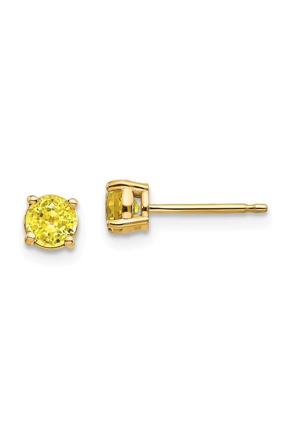 Real 14kt Yellow Sapphire Earrings; for Adults and Teens; for Women and Men