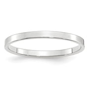 Real 14ktW 2mm LTW Flat Band Size 7.5; for Adults and Teens; for Women and Men