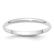 Real 14ktW 2mm LTW Half Round Band Size 6.5; for Adults and Teens; for Women and Men