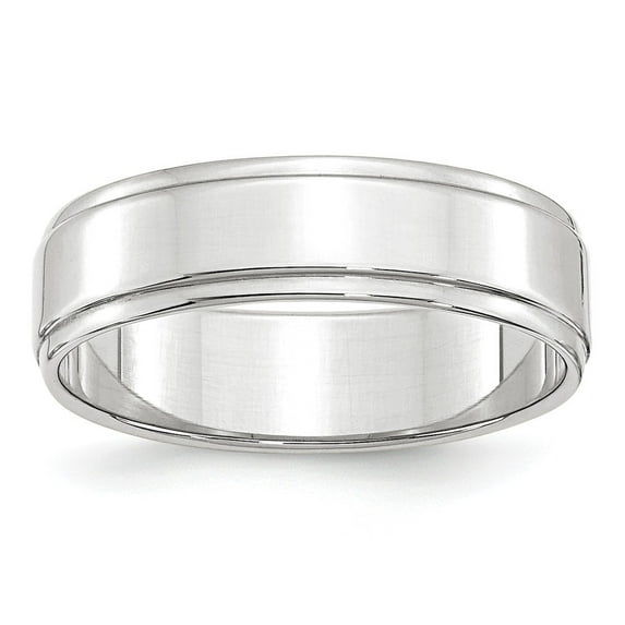 Real 14ktW 6mm Flat with Step Edge Band Size 12 S:12