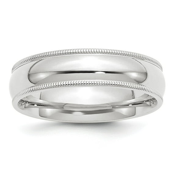 Real 14ktW 6mm Milgrain Comfort Fit Band Size 8.5; for Adults and Teens; for Women and Men