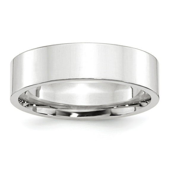 Real 14ktW 6mm Standard Flat Comfort Fit Band Size 10; for Adults and Teens; for Women and Men