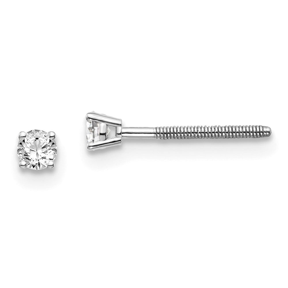 Real 14ktw .10ct SI3 G-I Diamond Stud Thread on/off Post Earrings; for Adults and Teens; for Women and Men