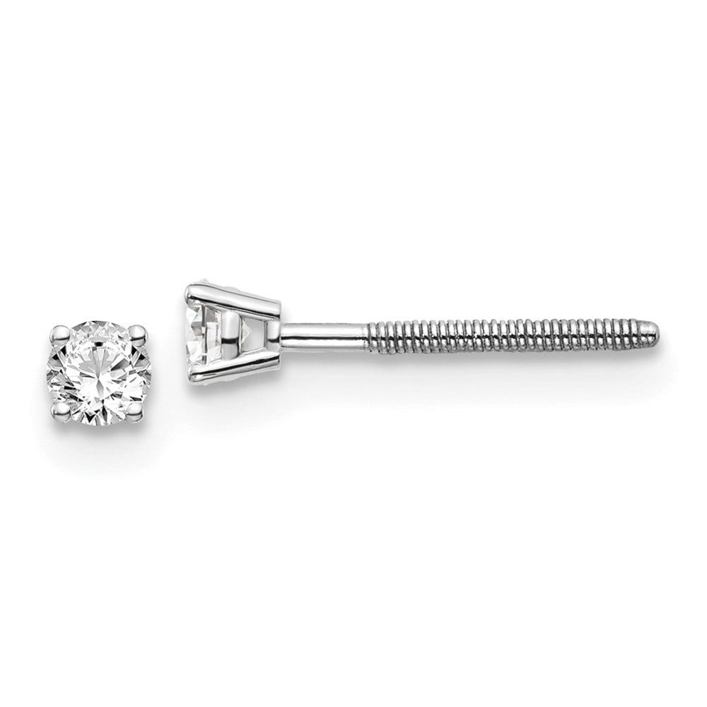 Real 14ktw .15ct SI3 G-I Diamond Stud Thread on/off Post Earrings; for Adults and Teens; for Women and Men