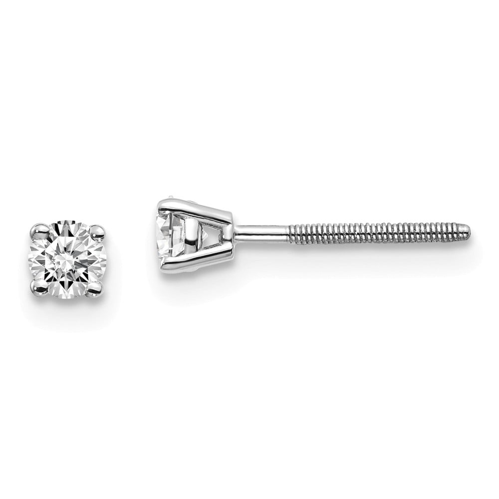 Real 14ktw .25ct SI3 G-I Diamond Stud Thread on/off Post Earrings; for Adults and Teens; for Women and Men