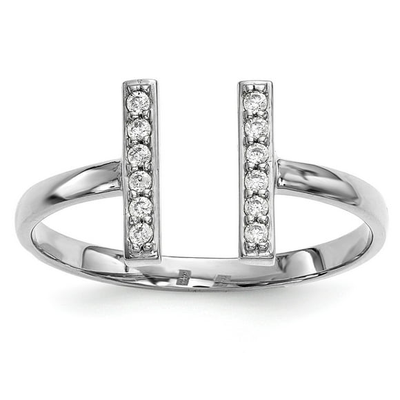 Real 14ktw Double Bar Ring Mounting Size: 7; for Adults and Teens; for Women and Men