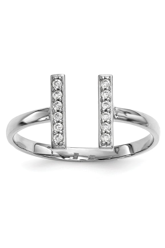 Real 14ktw Double Bar Ring Mounting Size: 7; for Adults and Teens; for Women and Men