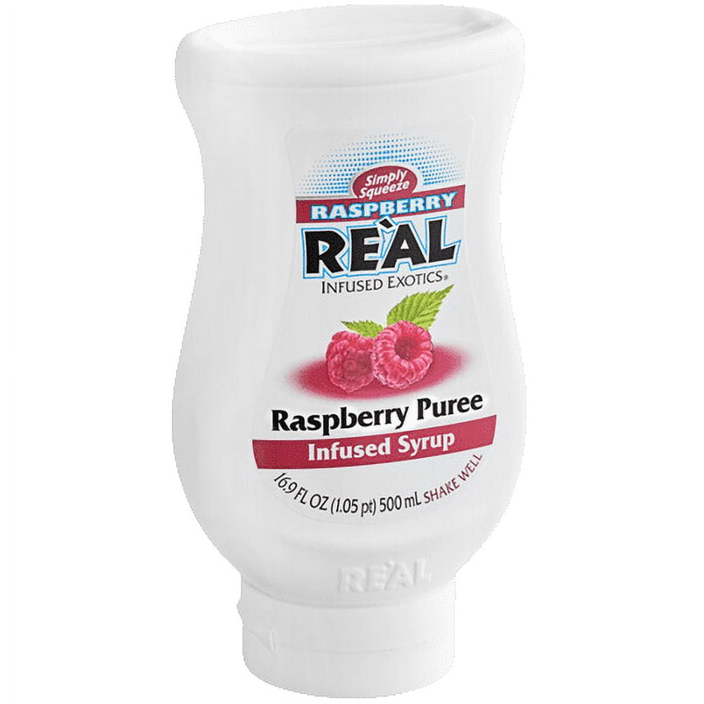 Real 16.9 fl. oz. Raspberry Puree Infused Syrup