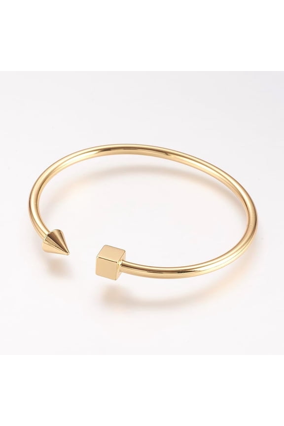 Real 18K Gold-Plated Brass Cuff Bangle Open Adjustable Inner Diameter 2 inch (57mm) Cuff Bangle Bracelet Brass