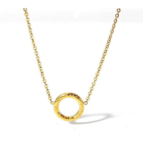 Real 18K Gold Plated Stainless Steel Vintage Ring link Choker Necklaces for Women Chic Choker for Women Simple Gold Necklace for Women Trendy Jewelry(15.75 inch)