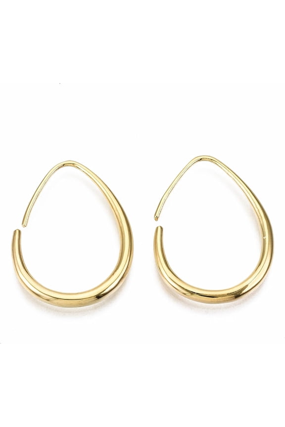 Real 18K Gold Plated Teardrop Brass Dangle Earrings Nickel Free Elegant Jewelry for Women Pin 0.7mm