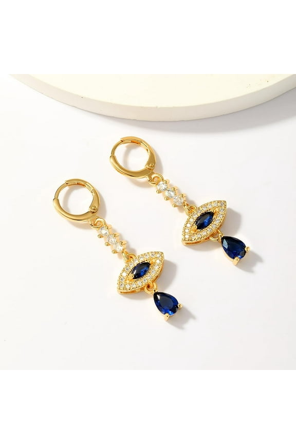 Real 18k Gold Plated Silver Cross Evil Eye Hamsa Hoop Earrings Elegant Brass Pave Cubic Zirconia Eye Leverback Earrings for Women