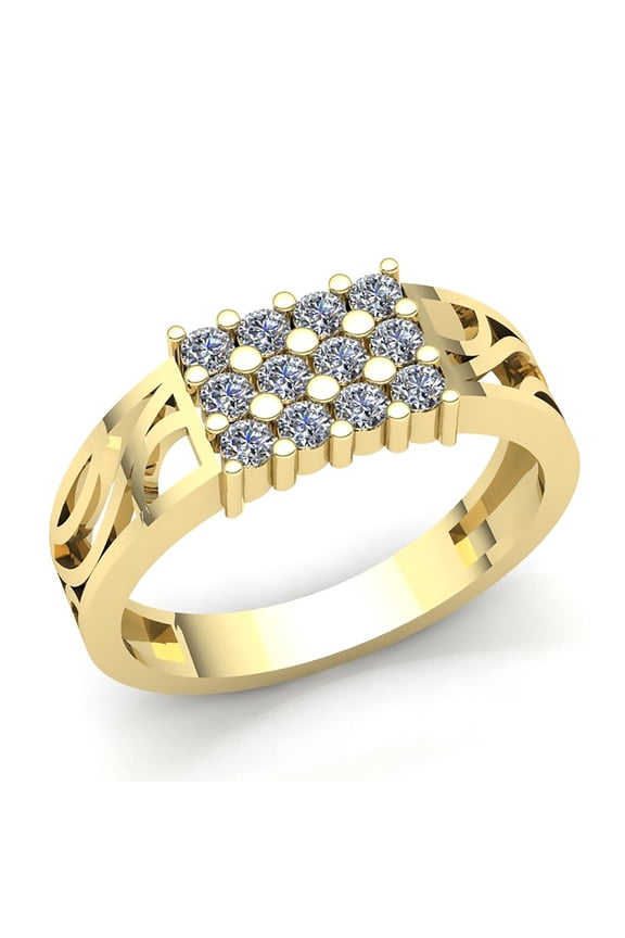 Real 1carat Round Cut Diamond Mens 3 Row Engagement Anniversary Ring Solid 14K Rose, White or Yellow Gold IJ SI2