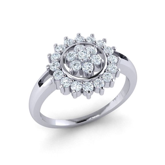 Real 1carat Round Cut Diamond Prong Fancy Modern Bridal Engagement Ring Solid Wedding Solid 14K Gold GH I1