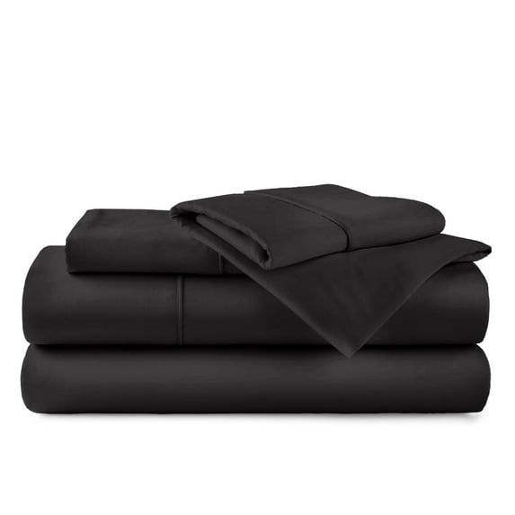 Real 300 Thread Count 100% Egyptain Cotton Sheets Set, [4 PCs] Long-Staple Cotton [Short Queen Size, Black Color] Breathable, Soft & Silky Sateen Weave, Fits Upto 15'' Deep Pockets Mattress