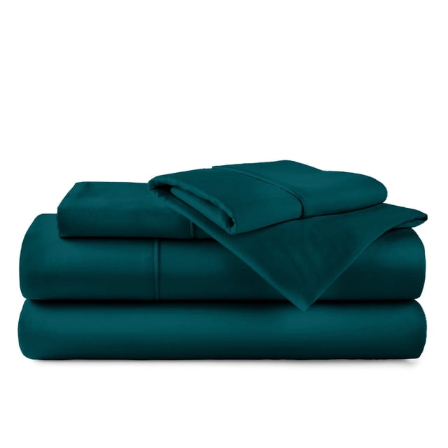 Real 300 Thread Count 100% Egyptain Cotton Sheets Set, [4 PCs] Long-Staple Cotton [Twin Size, Teal Blue Color] Breathable, Soft & Silky Sateen Weave, Fits Upto 15'' Deep Pockets Mattress
