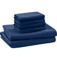 thumbnail image 1 of Real 300-Thread-Count, 100% Egyptian Cotton, 6 PC Sheet Set [1 Fitted, 1 Flat, 4 Pillowcases] |Alaskan King Size, Mediterranean Blue Color| 300TC Egypt Long Staple Cotton, Fit Upto 10" Deep Pockets, 1 of 8