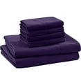 thumbnail image 1 of Real 300-Thread-Count, 100% Egyptian Cotton, 6 PC Sheet Set [1 Fitted, 1 Flat, 4 Pillowcases] |Split Head King- 34" Split Size, Plum Color| 300TC Egypt Long Staple Cotton, Fit Upto 12" Deep Pockets, 1 of 8