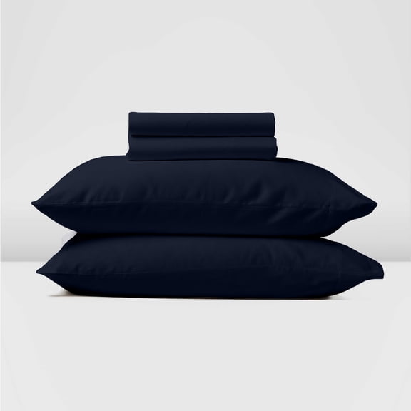 Real 300 Thread Count, 100% Egyptian Cotton Sheet Set [4 PC- Full Size, Navy Blue Color] Fit Mattress upto 15" Deep Pocket