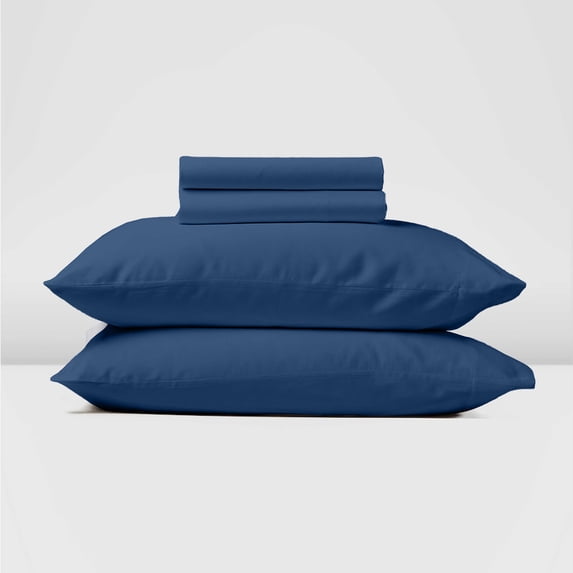Real 300 Thread Count, 100% Egyptian Cotton Sheet Set [4 PC- Full-XL Size, Mediterranean Blue Color] Fit EXTRA DEEP 28" Deep Pocket