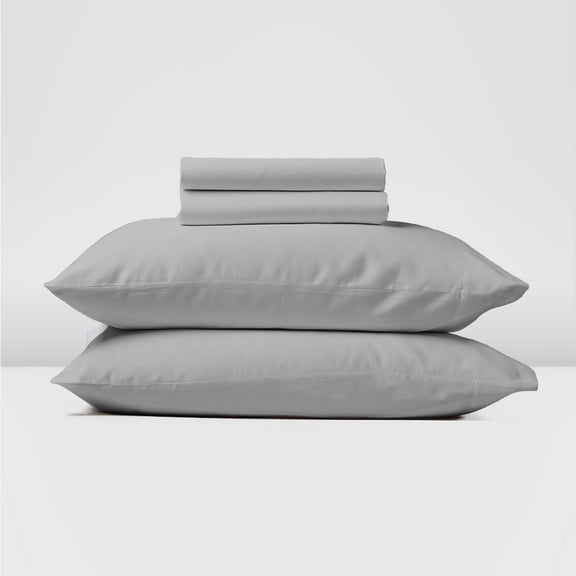 Real 300 Thread Count, 100% Egyptian Cotton Sheet Set [4 PC- Full-XL Size, Silver Color] Fit Mattress upto 12" Deep Pocket