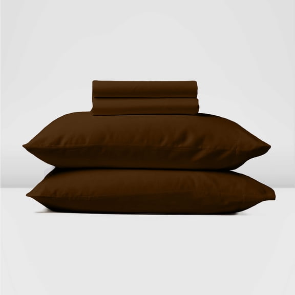 Real 300 Thread Count, 100% Egyptian Cotton Sheet Set [4 PC- Twin Size, Chocolate Color] Fit EXTRA DEEP 25" Deep Pocket