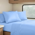 thumbnail image 1 of Real 500 Thread Count, 100% Organic natural Cotton, 18" Deep Pocket Sheet Set [58” X 80”] RV Full XL Size, Light Blue, 1 of 8