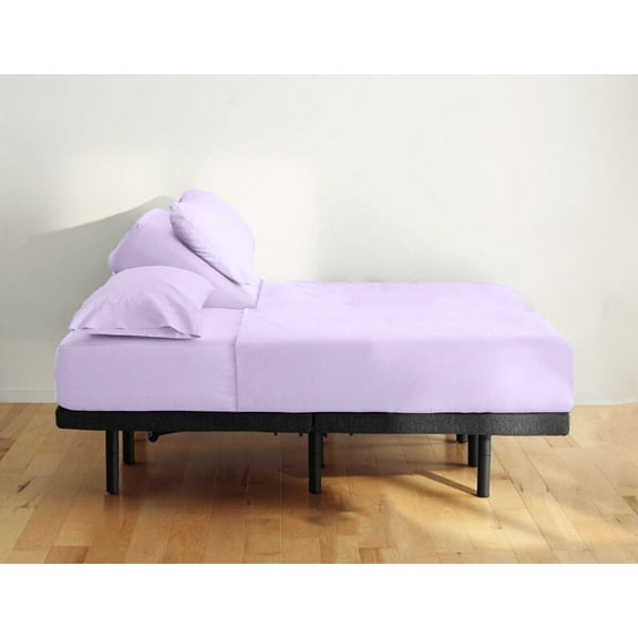 Real 300 Thread Count, Flex Top Cal-King Sheet Set for adjustable bed, 4 PCs 100% Egyptian Cotton Sheet Set, 12 Inch Deep Pocket, Adjustable Sheet Sets - (Split Head California King- 34" Split, Lilac)