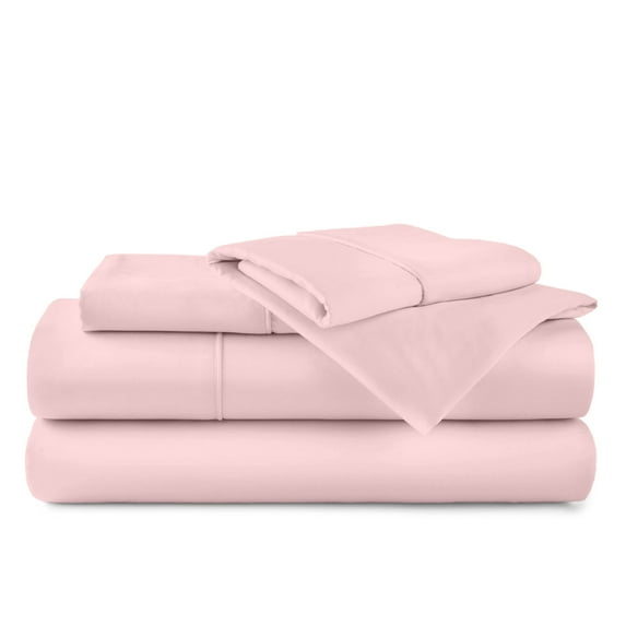 ABORN 400-TC Egyptain Cotton Adult Bedsheet [4 PCs Three Quarter, Pink] 12" Deep Pockets