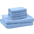 thumbnail image 1 of ABORN 400-Thread-Count 100% Egyptian Cotton Bedsheet 6 PC |Queen-XL, Light Blue| 10" Deep Pockets, 1 of 8