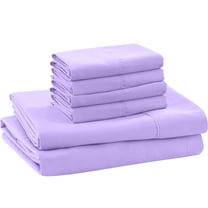 ABORN 400-Thread-Count 100% Egyptian Cotton Bedsheet 6 PC |Short Queen, Lilac| 10" Deep Pockets