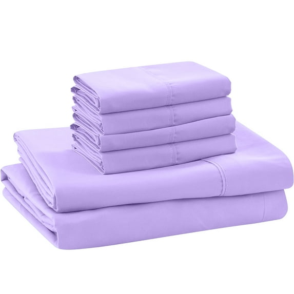 ABORN 400-Thread-Count 100% Egyptian Cotton Bedsheet 6 PC |Short Queen, Lilac| 10" Deep Pockets