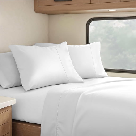 Real 500 Thread Count, 100% Organic natural Cotton, 22" Deep Pocket Sheet Set [72" X 75"] RV Short King Size, White