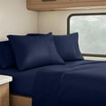 thumbnail image 1 of Real 500 Thread Count, 100% Organic natural Cotton, 25" Deep Pocket Sheet Set [72" X 75"] RV Short King Size, Navy Blue, 1 of 8