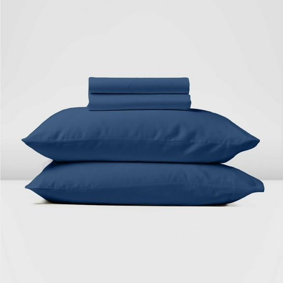 Real 600 Thread Count, 100% Egyptian Cotton Sheet Set [4 PC- Queen Size, Mediterranean Blue Color] Bedsheet Sets, Fit EXTRA DEEP 22" Deep Pocket, Soft Silky Satin Weave Breathable