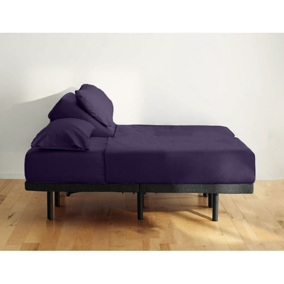 ABORN 600-TC 100% Egyptian Cotton 24" Deep Pocket - Split Head California King- 30" Split, Plum