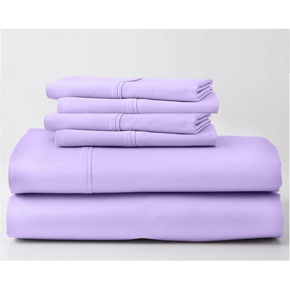 ABORN 700-Thread-Count, Egyptian Cotton, 6 PC Full Lilac 12" Deep Pockets Adult Bedsheet