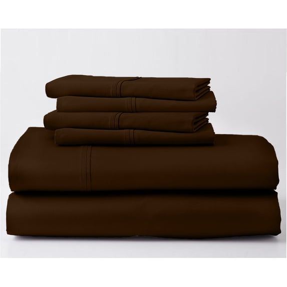 ABORN 700-Thread-Count, Egyptian Cotton, 6 PC Short Queen Chocolate 12" Deep Pockets Adult Bedsheet