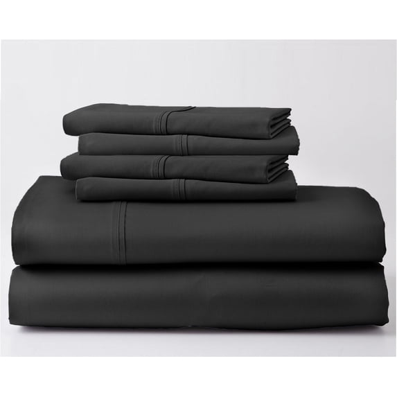 ABORN 700-Thread-Count, Egyptian Cotton, 6 PC Split Head King- 34" Split Dark Grey 12" Deep Pockets Adult Bedsheet
