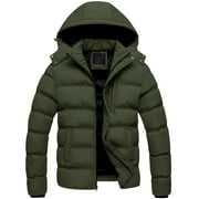 CHRISUNO Puffy Jackets for Men Bubble Jacket Heavyweight Hooded Puffer Coat Army Green Medium