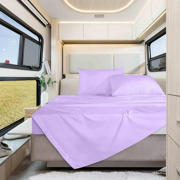 Real 800 Thread Count, 100% Egyptian Cotton, 8" Deep Pocket Sheet Set [70" X 80"] RV Camper King Size, Lilac Color Bedsheet Sets, RV Camper Motor home bunk Cot bed boat sheet set