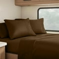 thumbnail image 1 of Real 800 Thread Count, 100% Organic natural Cotton, 12" Deep Pocket Sheet Set [60" X 84"] RV Queen-XL Size, Chocolate, 1 of 8