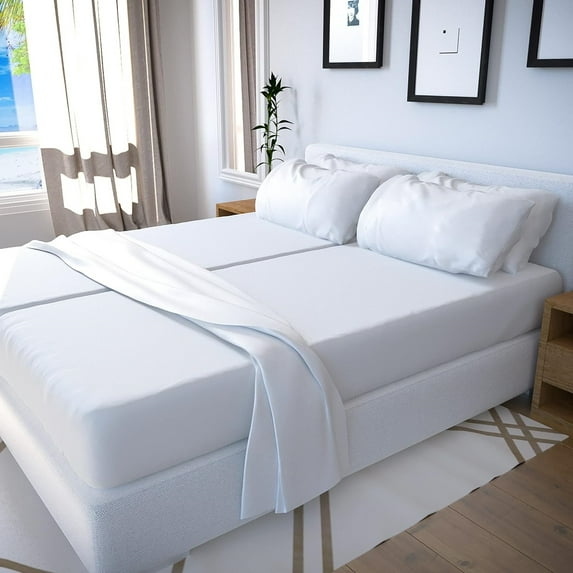 Real 800 Thread Count, FITs 18" EXTRA DEEP POCKET, 100% Egyptian Cotton [Split Queen - 5 PC Size, White Color]
