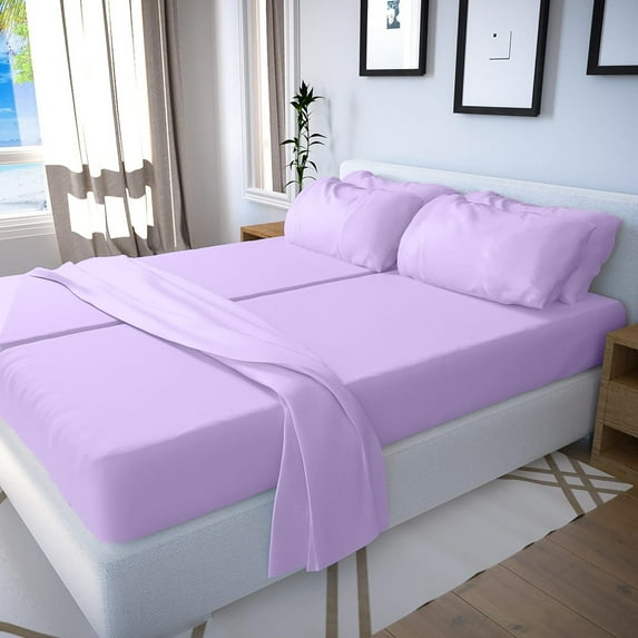 Real 800 Thread Count, FITs 22" EXTRA DEEP POCKET, 100% Egyptian Cotton [Split Queen - 5 PC Size, Lilac Color]