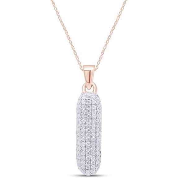 Real 925 Sterling Silver 14K Rose Gold Plated Round Cut White Diamond Initial I Letter Pendant Necklace For women