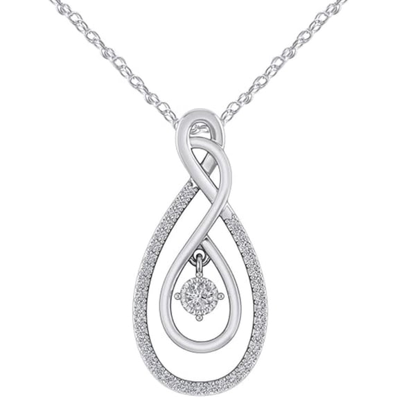 Real 925 Sterling Silver 14K White Gold Plated Round Cut Morganite & White Halo Solitaire Pendant Necklace For women