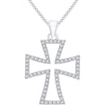 thumbnail image 1 of Real 925 Sterling Silver 14K White Gold Plated Round Cut White Diamond Cross Outline Pendant Necklace For women, 1 of 1