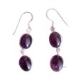 thumbnail image 1 of Real 925 Sterling Silver Dangle Drop Earrings For Women, Natural Amethyst Oval Purple Gemstone Amazing February Birthstone Gifts jewelry, 1 of 4