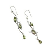 CELCIA JEWELRY Real 925 Sterling Silver Dangle Teardrop Earrings For Women, Green Peridot Natural Multi Gemstone Unique August Birthstone Gifts For Her